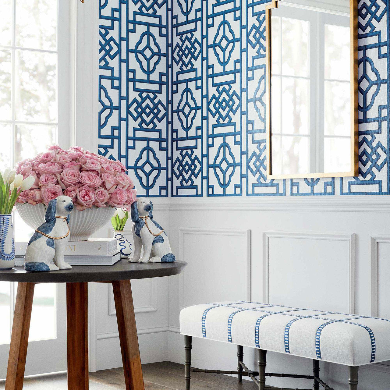 T13316 Gateway Pavilion Coral Wallpaper by Thibaut