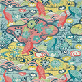 Heron Stream Pavilion Coral and Aqua Wallpaper by Thibaut