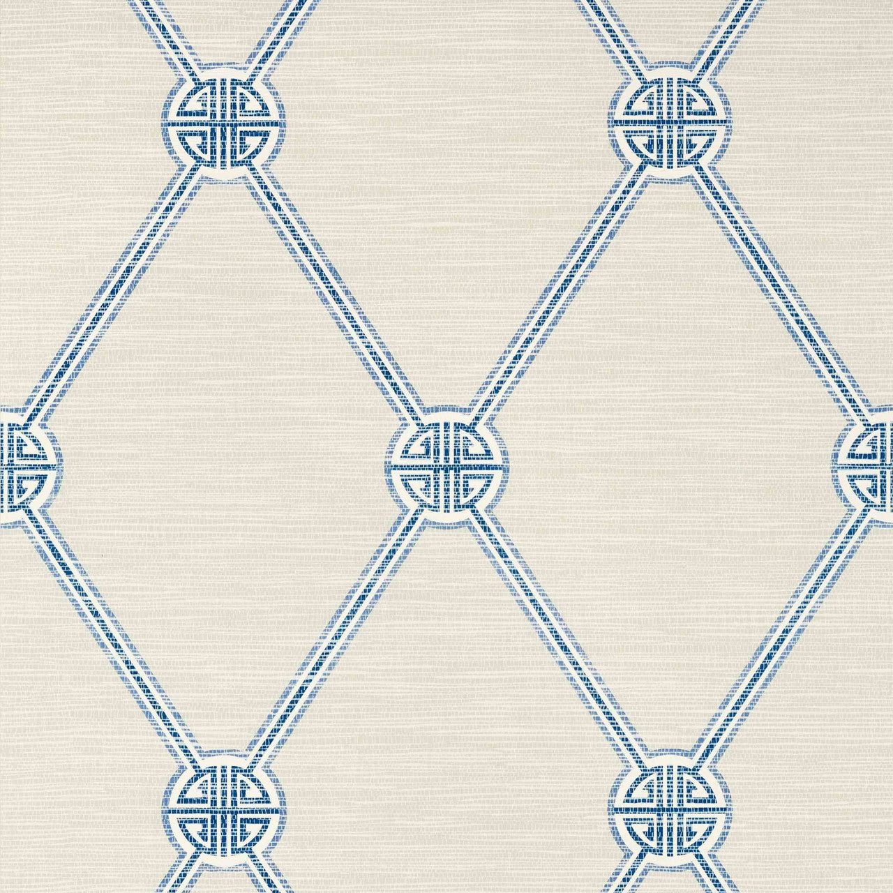 T13351 Turnberry Trellis Pavilion Beige and Blue Wallpaper by Thibaut