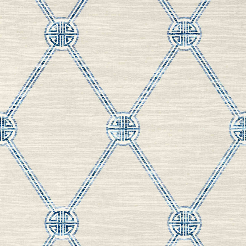 T13351 Turnberry Trellis Pavilion Beige and Blue Wallpaper by Thibaut