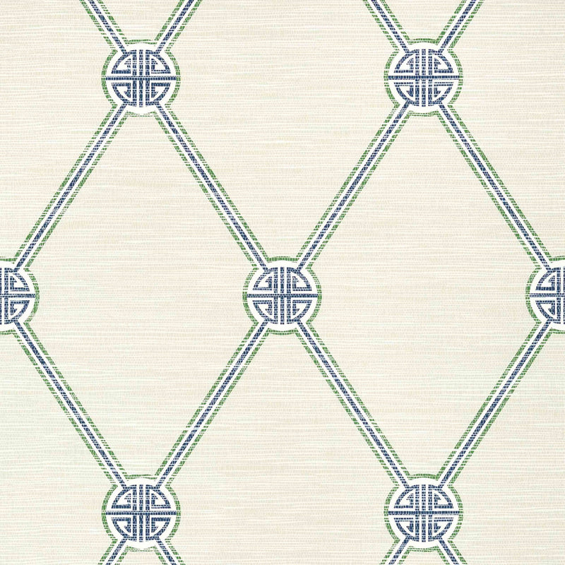 T13352 Turnberry Trellis Pavilion Beige and Green Wallpaper by Thibaut