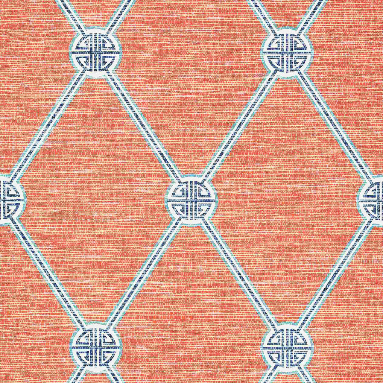 T13353 Turnberry Trellis Pavilion Coral Wallpaper by Thibaut