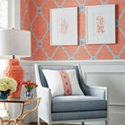 T13353 Turnberry Trellis Pavilion Coral Wallpaper by Thibaut