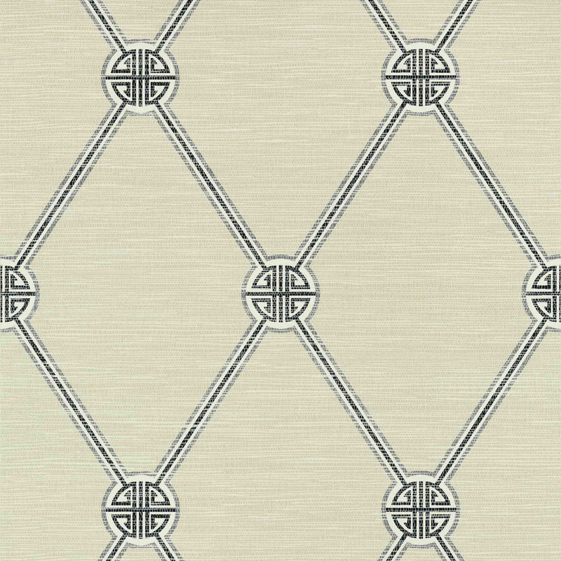 T13355 Turnberry Trellis Pavilion Charcoal Wallpaper by Thibaut