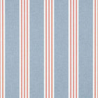 T13362 Canvas Stripe Pavilion Blue and Coral Wallpaper by Thibaut