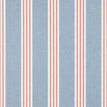 T13362 Canvas Stripe Pavilion Blue and Coral Wallpaper by Thibaut