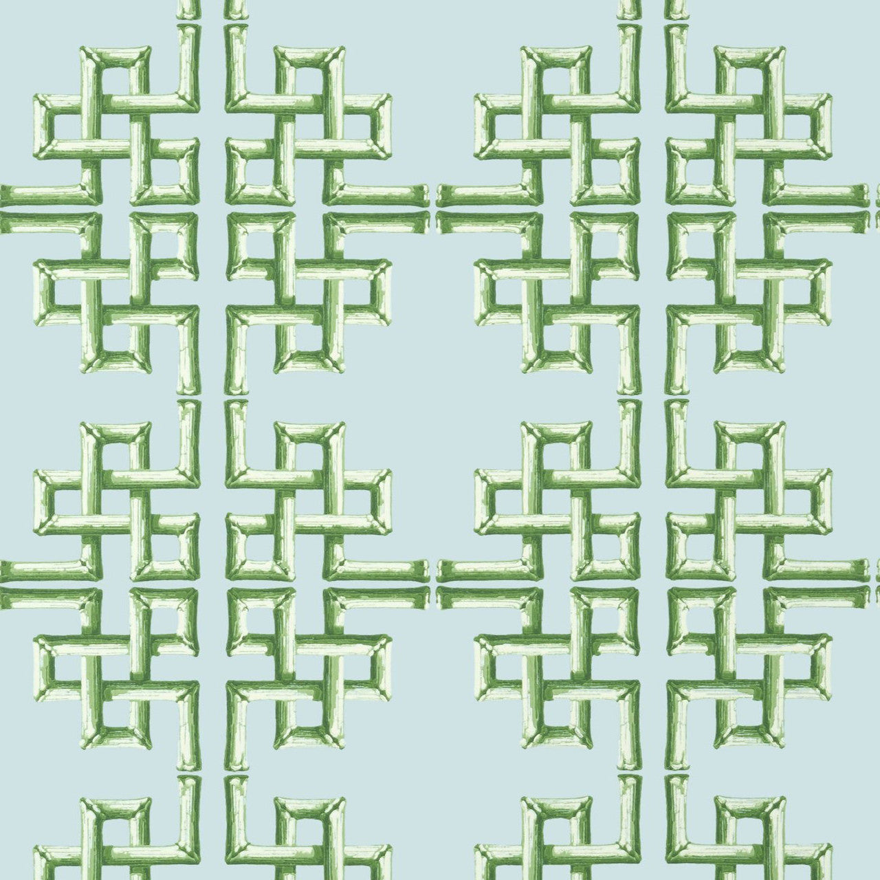 T13903 Boca Bamboo Palm Grove Green and Blue Wallpaper by Thibaut