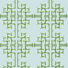 T13903 Boca Bamboo Palm Grove Green and Blue Wallpaper by Thibaut