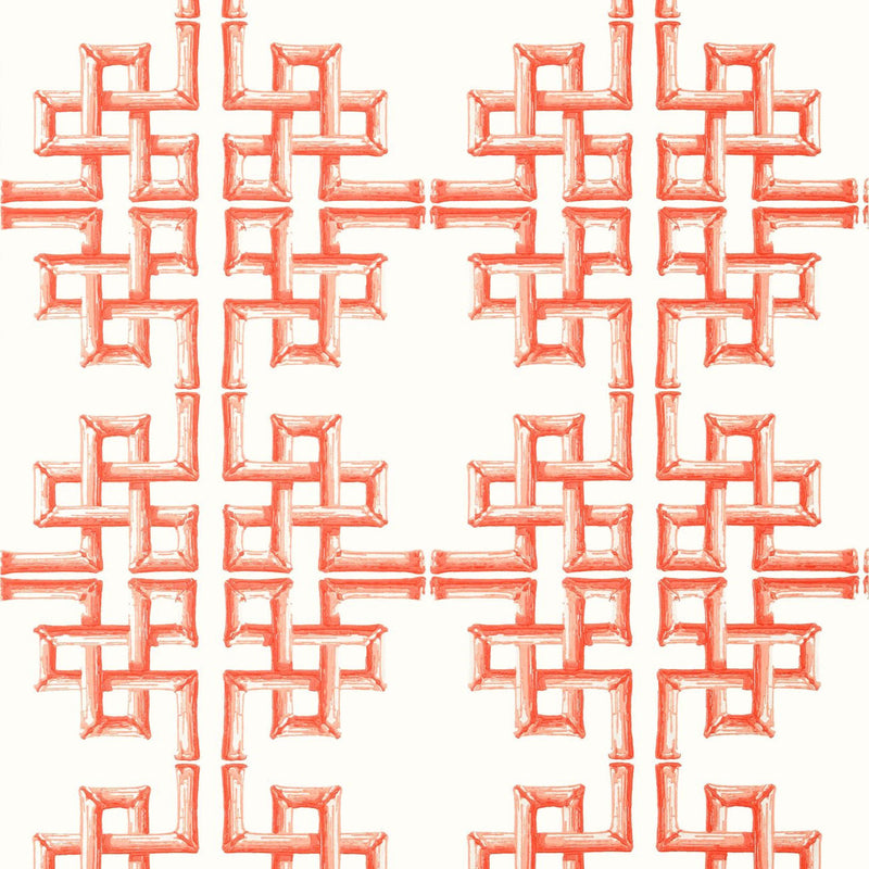 T13904 Boca Bamboo Palm Grove Coral Wallpaper by Thibaut