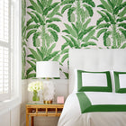 T13917 Banana Tree Palm Grove Pink and Green Wallpaper by Thibaut