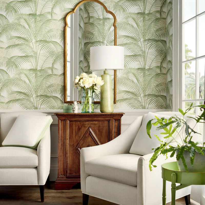 T13939 Delray Palm Grove Sage Wallpaper by Thibaut