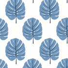T13953 Monstera Palm Grove Blue Wallpaper by Thibaut