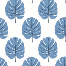 T13953 Monstera Palm Grove Blue Wallpaper by Thibaut
