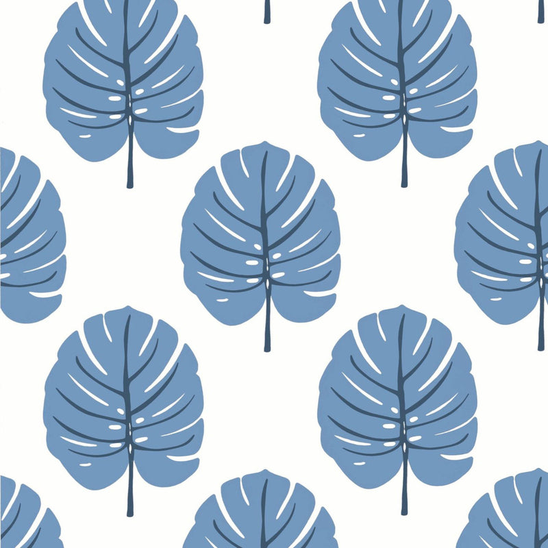 T13953 Monstera Palm Grove Blue Wallpaper by Thibaut