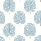 T13954 Monstera Palm Grove Spa Blue Wallpaper by Thibaut