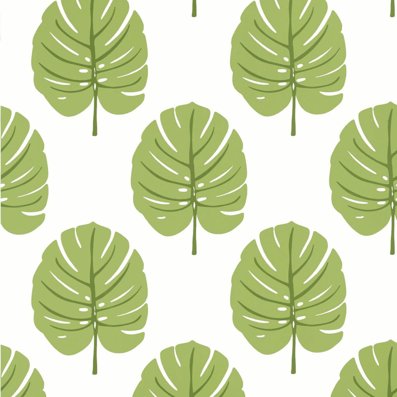 T13955 Monstera Palm Grove Apple Green Wallpaper by Thibaut