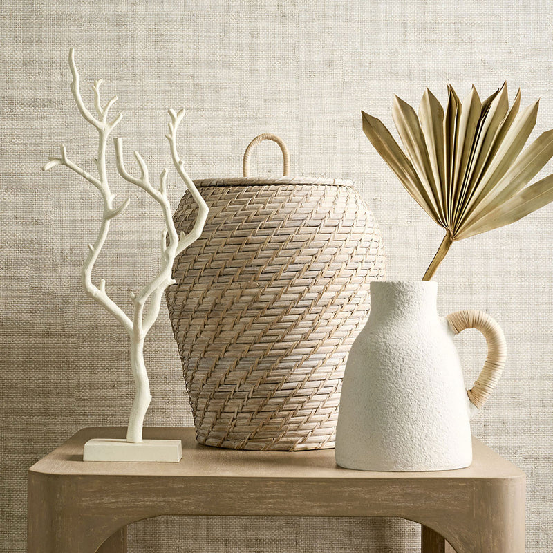 T14510 Bankun Raffia Texture Resource 8 Oyster Wallpaper by Thibaut