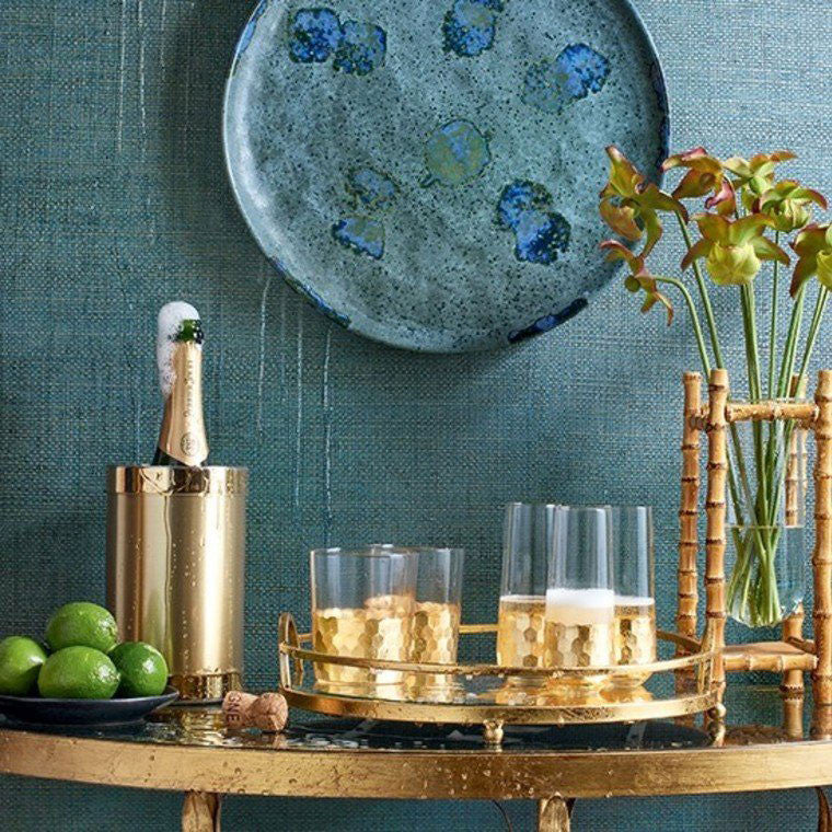 T14521 Bankun Raffia Texture Resource 8 Blueberry Wallpaper by Thibaut