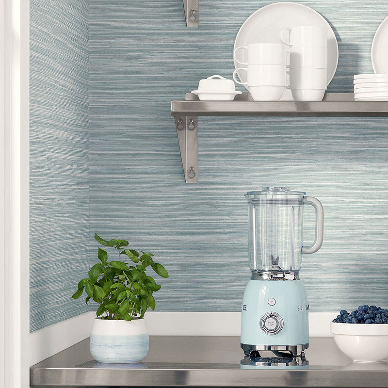 T14554 Normandy Texture Resource 8 Spa Blue Wallpaper by Thibaut