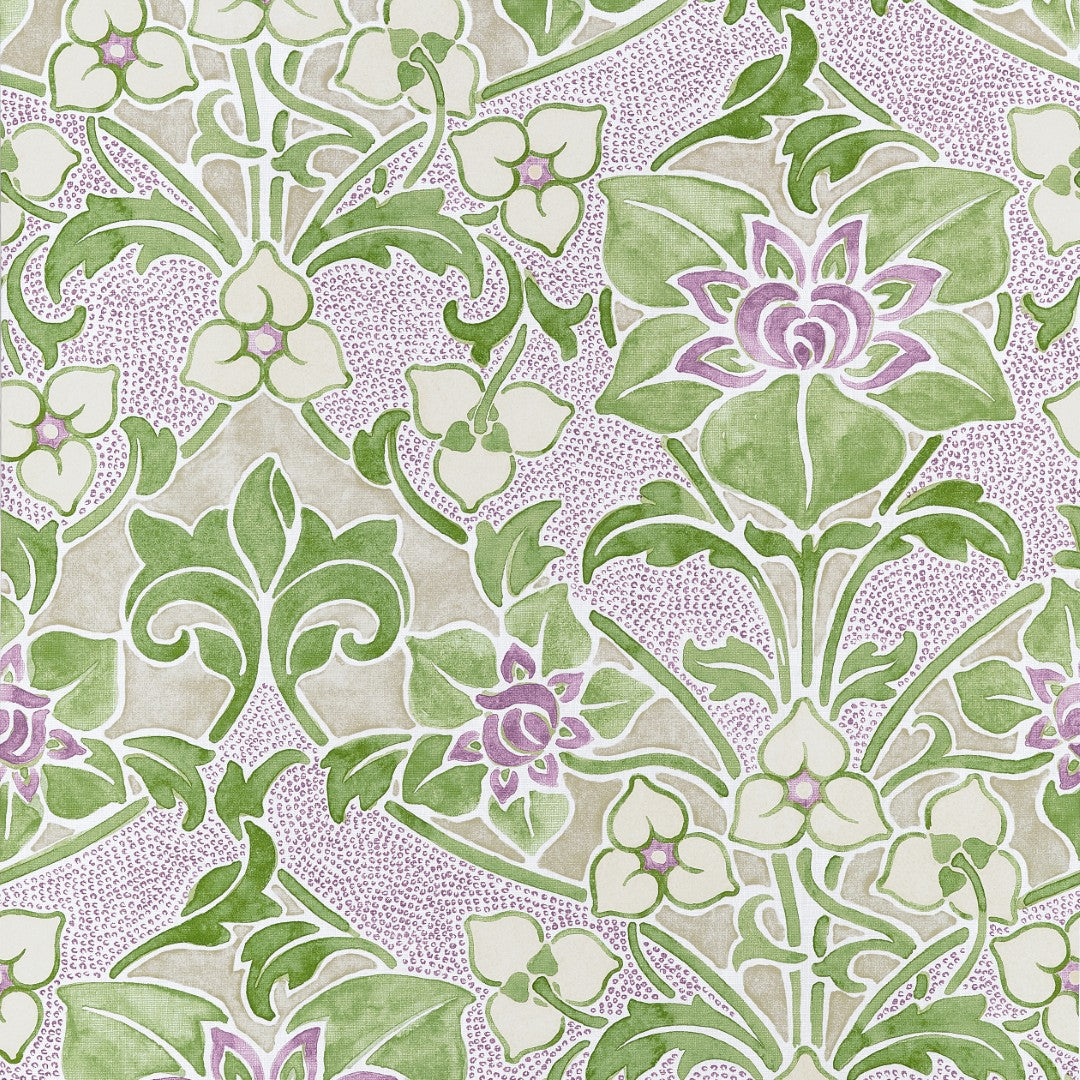 Woodford Lilac and Green Fairhaven Wallpaper by Thibaut