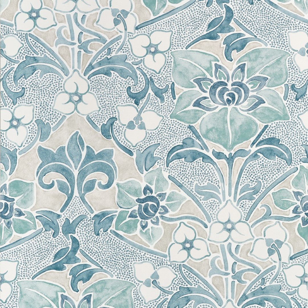 Woodford Spa Blue Fairhaven Wallpaper by Thibaut