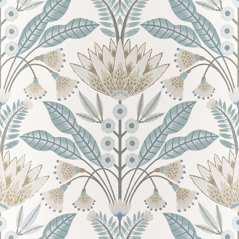 T14611 Lotus Spa Blue Wallpaper by Thibaut