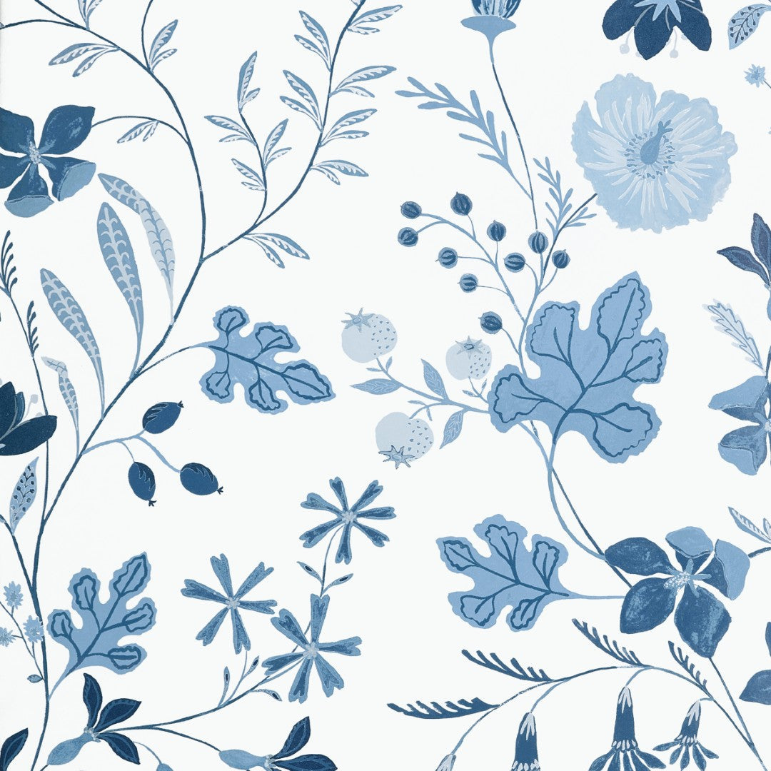 T14626 Bloom Blue and White Wallpaper by Thibaut