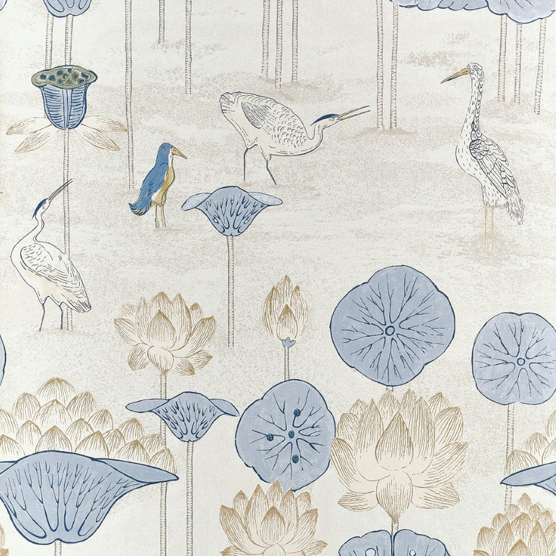 T14636 Malea Blue and Beige Wallpaper by Thibaut