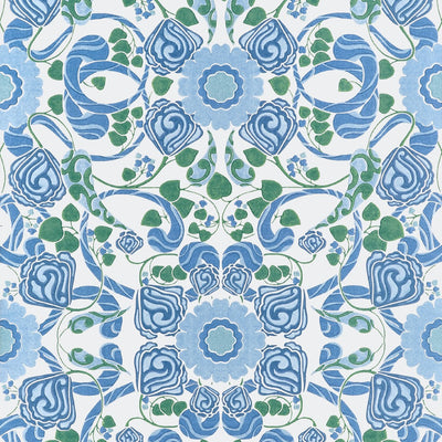 Margaux Blue and Green Fairhaven Wallpaper by Thibaut