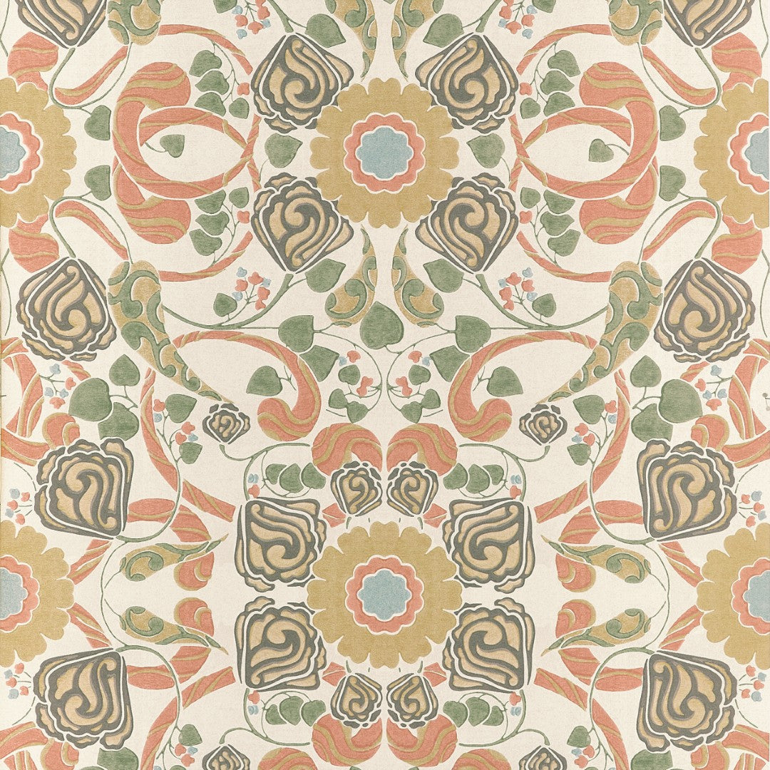 T14646 Margaux Apricot and Sage Wallpaper by Thibaut