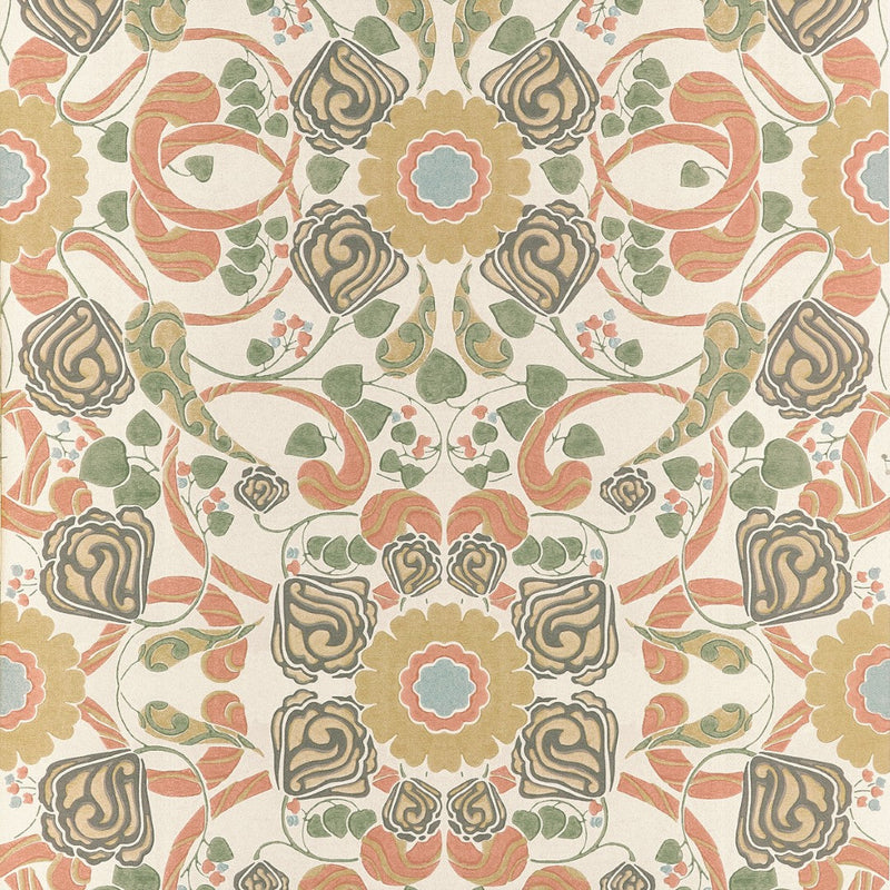 T14646 Margaux Apricot and Sage Wallpaper by Thibaut