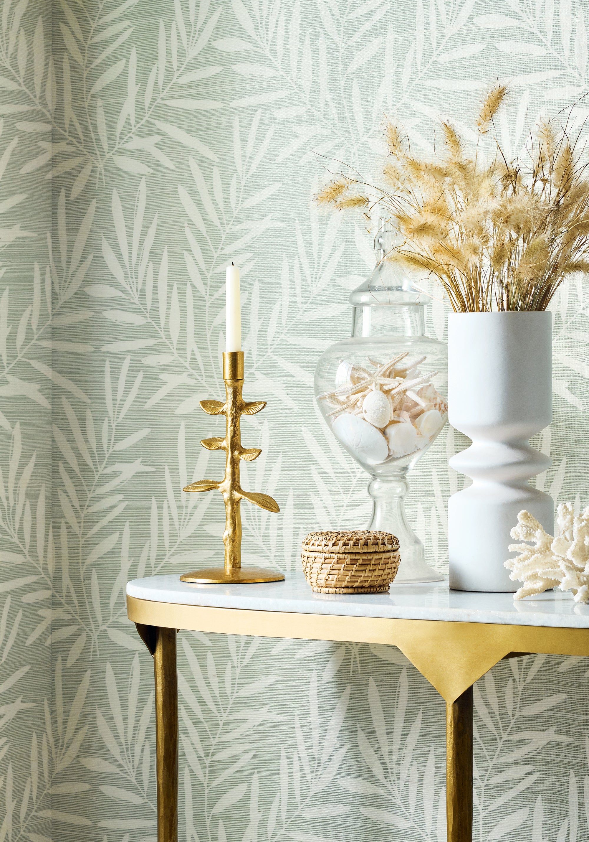 T15800 Summer Leaves Willow Islander Wallpaper by Thibaut