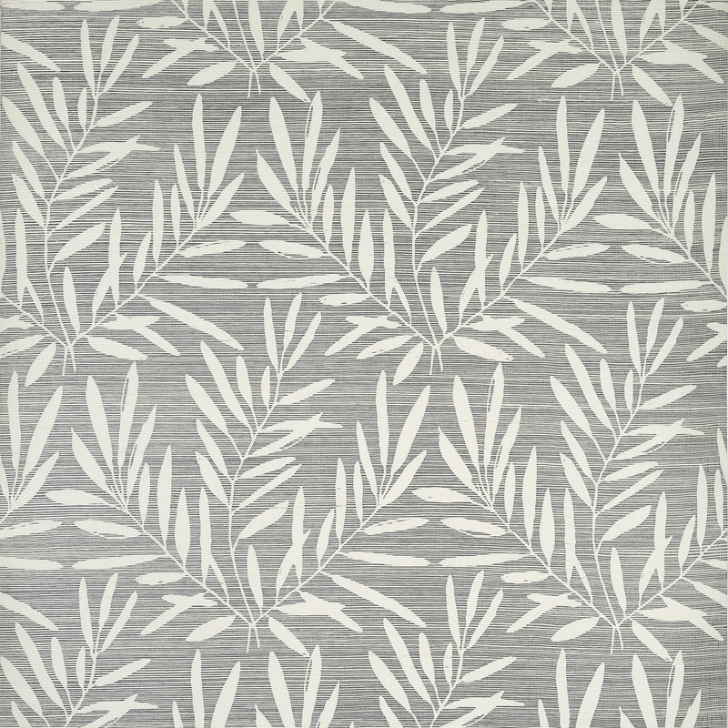 T15801 Summer Leaves Charcoal Islander Wallpaper by Thibaut