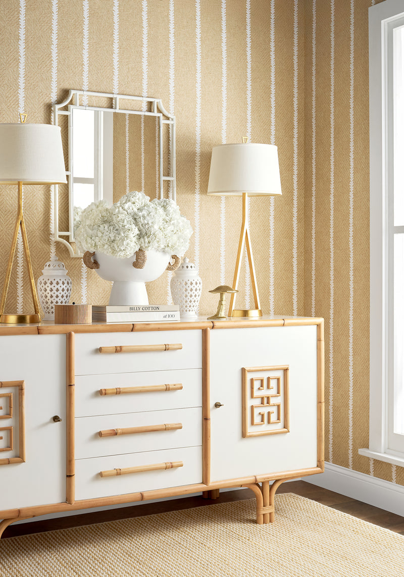 T15806 Barrier Weave Wheat Islander Wallpaper by Thibaut