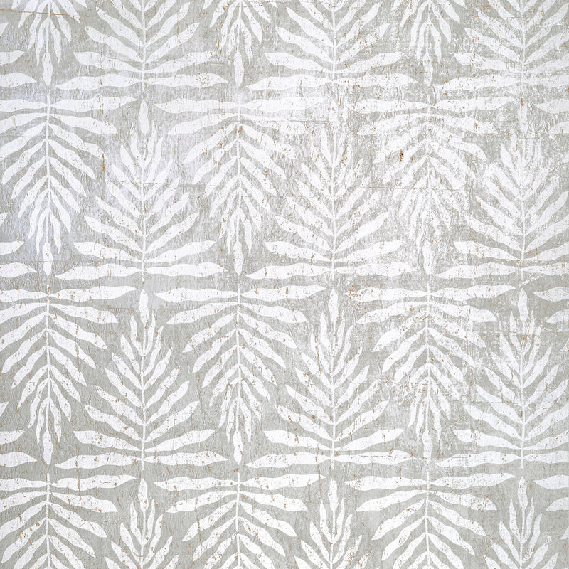 T15813 Gasparilla Metallic Silver and White Islander Wallpaper by Thibaut