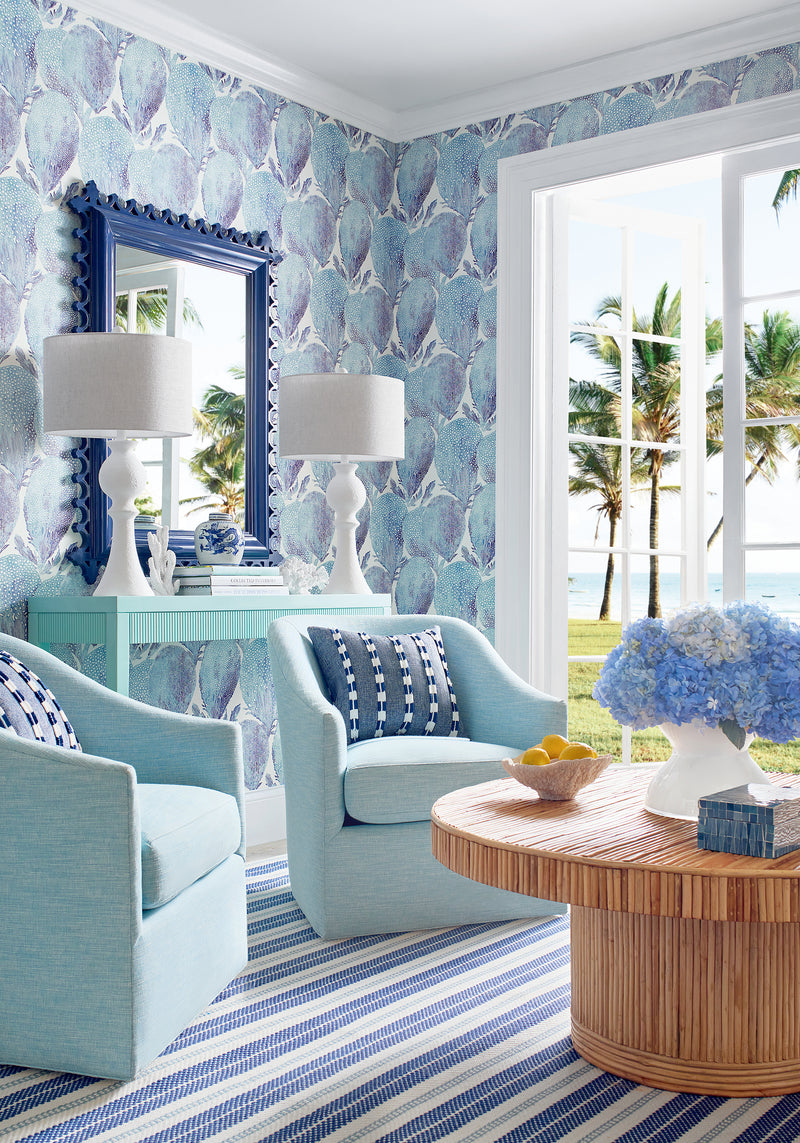 T15823 Under the Sea Turquoise and Plum Islander Wallpaper by Thibaut