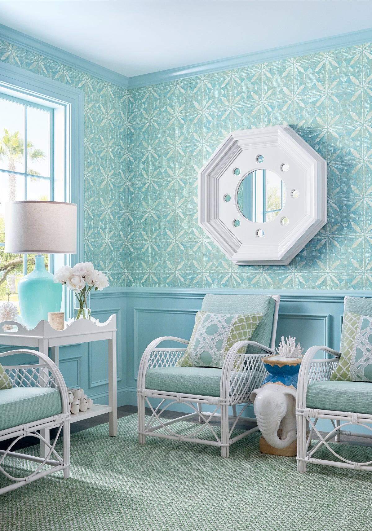 Tortuga Batik Turquoise Islander Wallpaper by Thibaut
