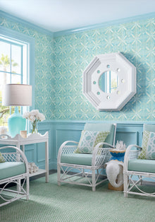 T15841 Tortuga Batik Turquoise Islander Wallpaper by Thibaut