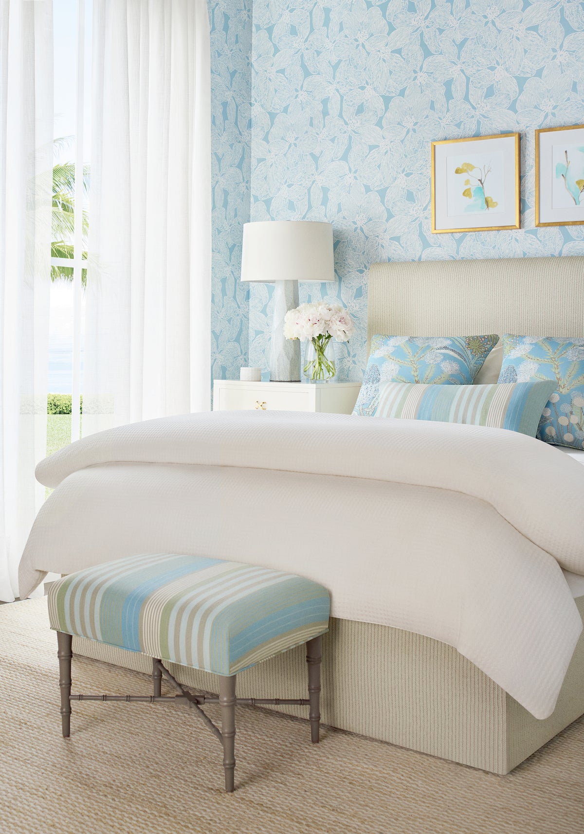 Island Orchid Light Blue Islander Wallpaper by Thibaut