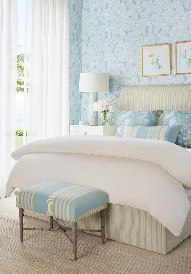 T15847 Island Orchid Light Blue Islander Wallpaper by Thibaut