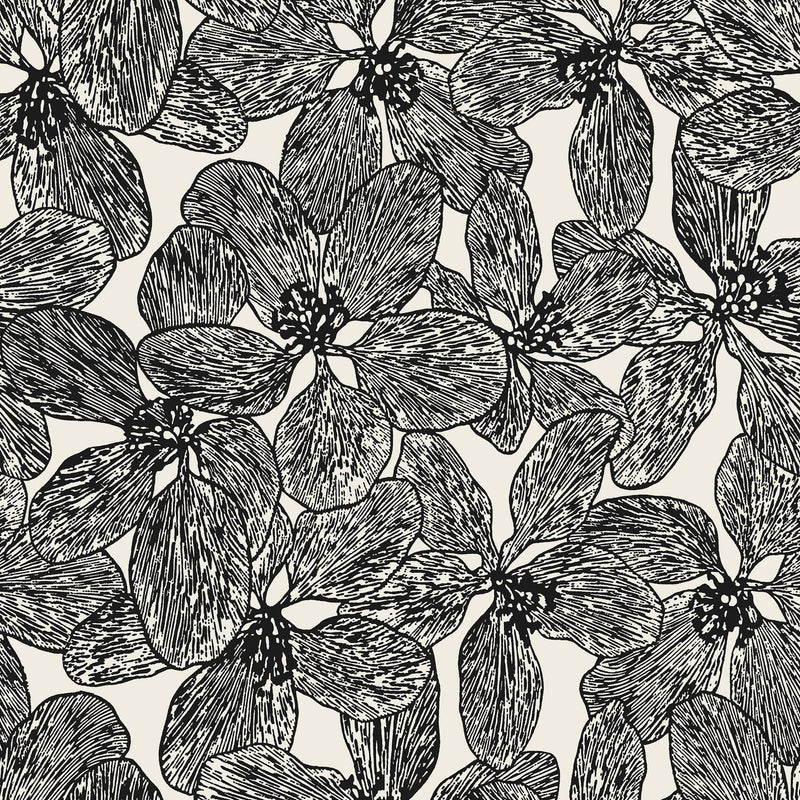 T15848 Island Orchid Black and White Islander Wallpaper by Thibaut