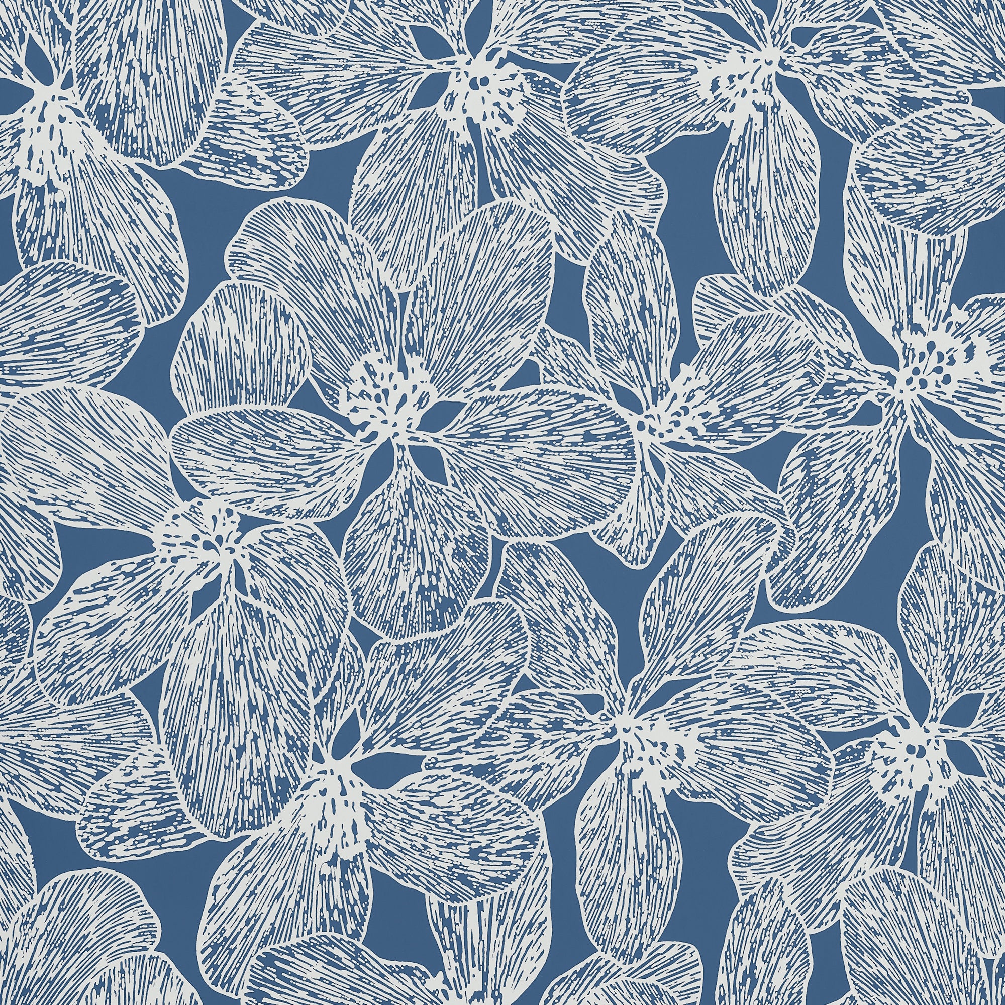 T15849 Island Orchid Navy Islander Wallpaper by Thibaut