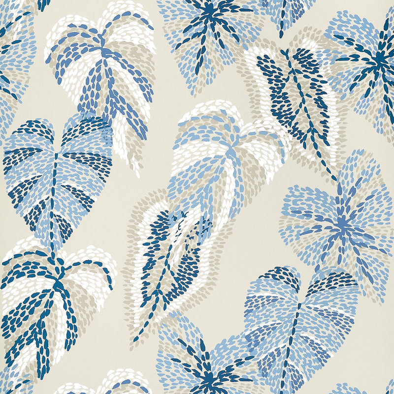 T15865 Delila Blue and Beige Islander Wallpaper by Thibaut