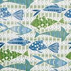 T15870 Batik Fish Blue and Green Islander Wallpaper by Thibaut