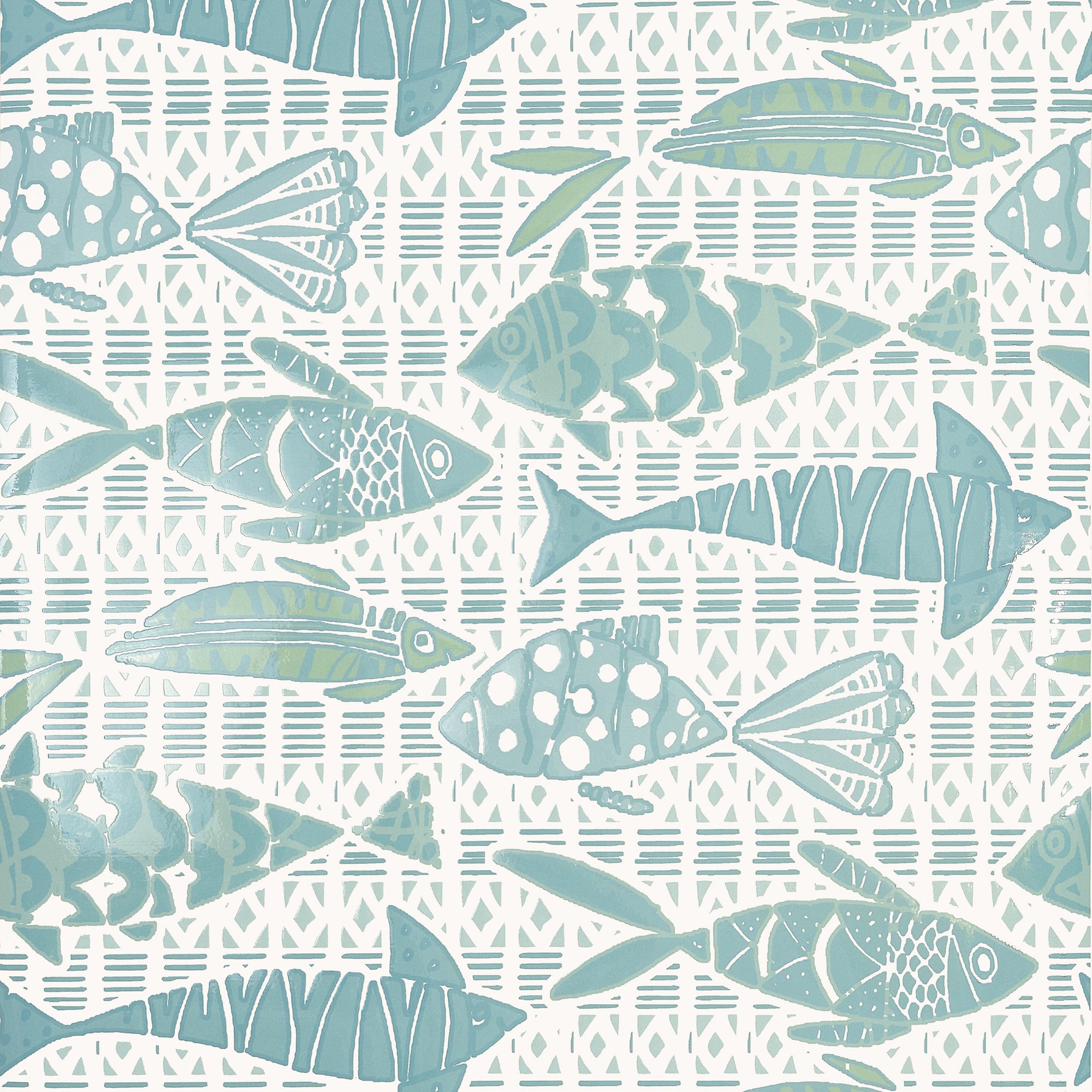 T15871 Batik Fish Spa Blue Islander Wallpaper by Thibaut