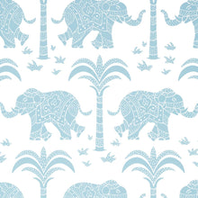T16204 Elephant Kismet Frrench Blue Wallpaper by Thibaut