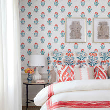 T16213 Tybee Bud Kismet French Blue and Coral Wallpaper by Thibaut
