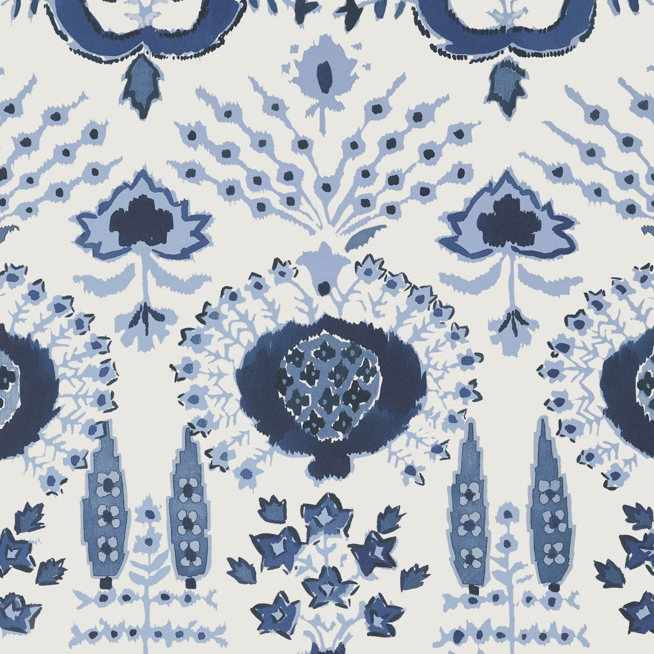 T16239 Mendoza Suzani Kismet Blue and White Wallpaper by Thibaut