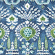 Mendoza Suzani Kismet Blue and Green on Navy Wallpaper by Thibaut