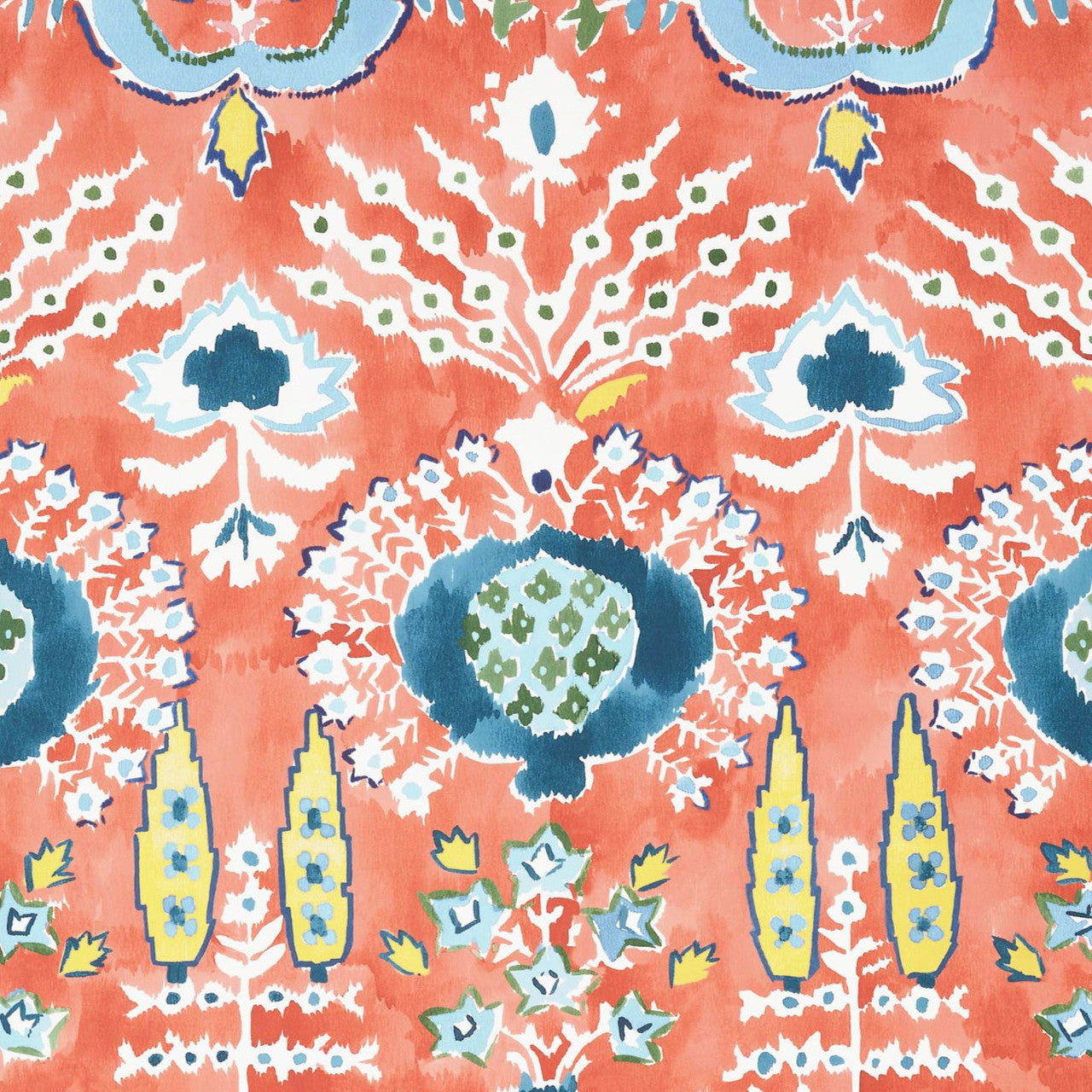 T16243 Mendoza Suzani Kismet Coral Wallpaper by Thibaut